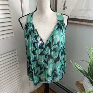 Rieley Top Womens XS Blue Green Sleeveless Sheer Chiffon Feminine Ethereal Fairy